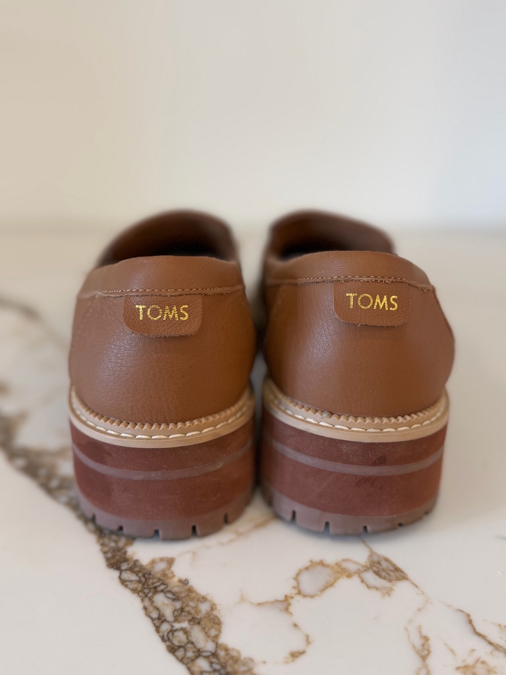 Toms Brown Leather Lug Sole Penny Loafers - Picture 3 of 4